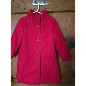 GYMBOREE - Girls Red Bow Collar Pea Coat Jacket XS 3-4